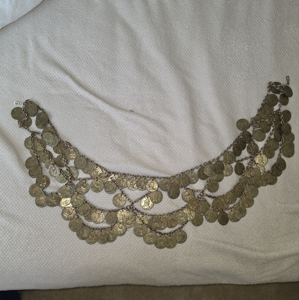 Belly Dance Coin Belt Large Balboa Coins Gold Tone 36” Waist - Picture 5 of 7